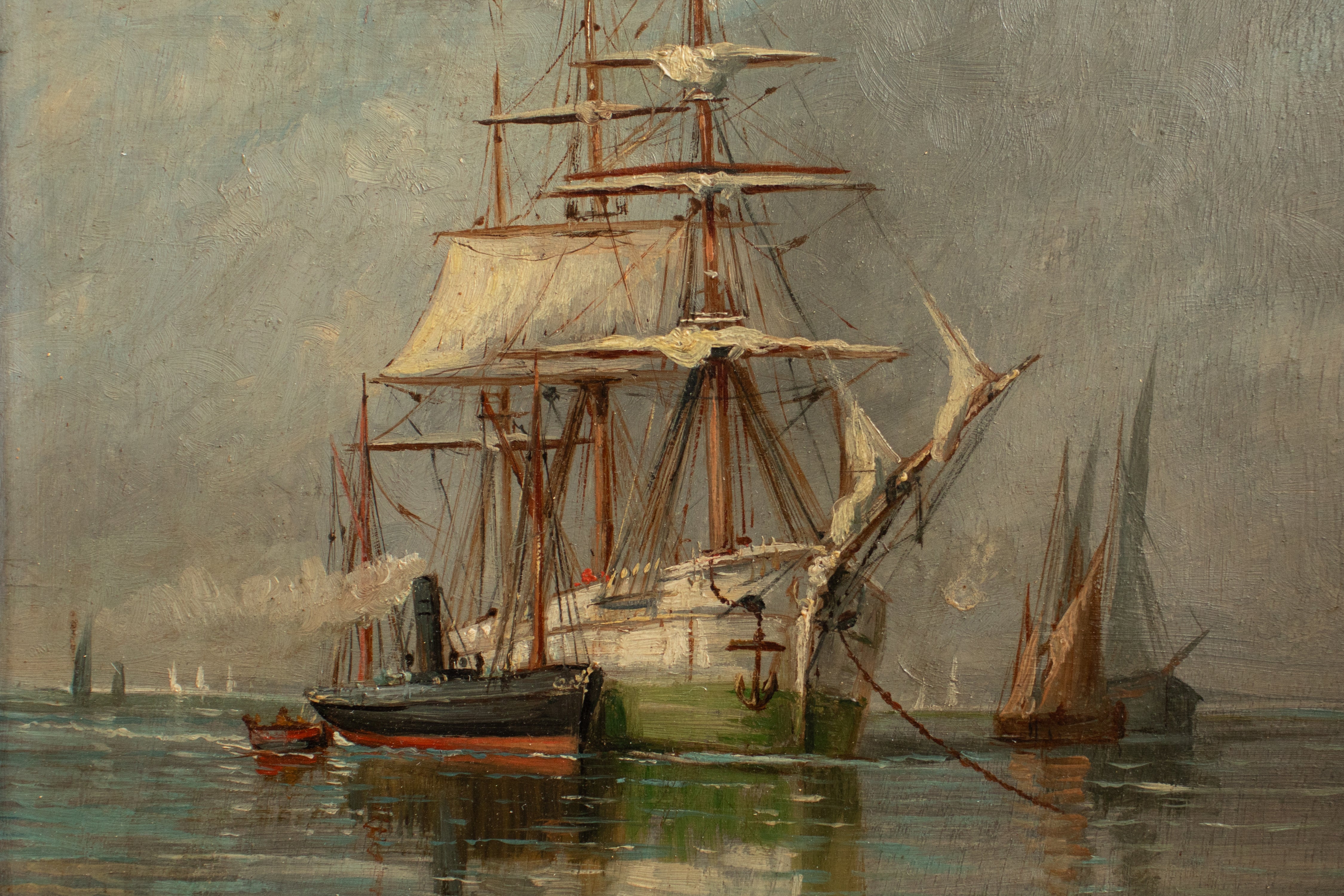 油彩風 ヨーロッパ風景画 橋 船 印象派風 ハンドペイント 装飾画 #401-2 Seascape Paintings – AmsterdamCurated