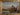 antique monastery ruins painting, architectural oil on wood panel,