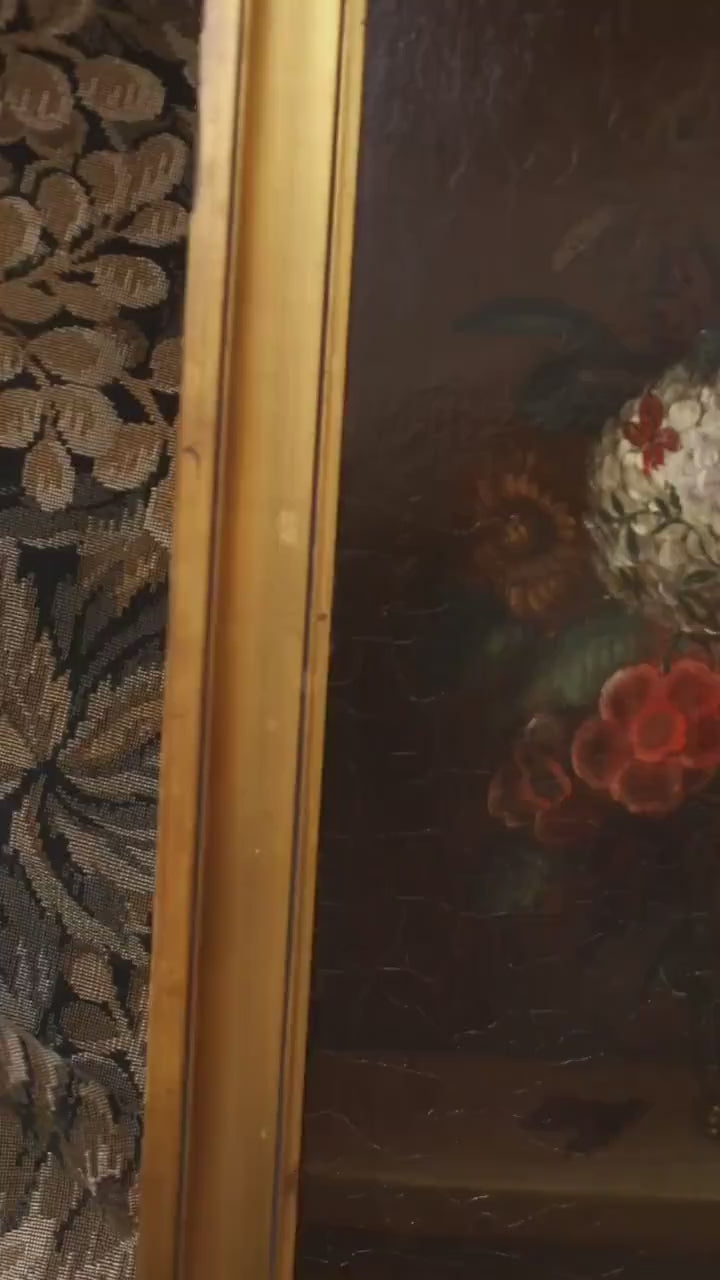 Antique Floral Still Life Oil Painting | Dark Bouquet of Flowers in Gold Frame | Moody Victorian Botanical Art 2
