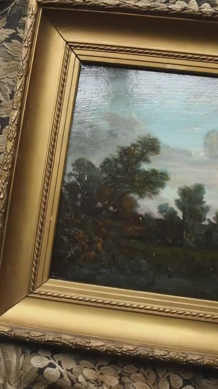 Antique French Barbizon Landscape Oil Painting Circa 1870