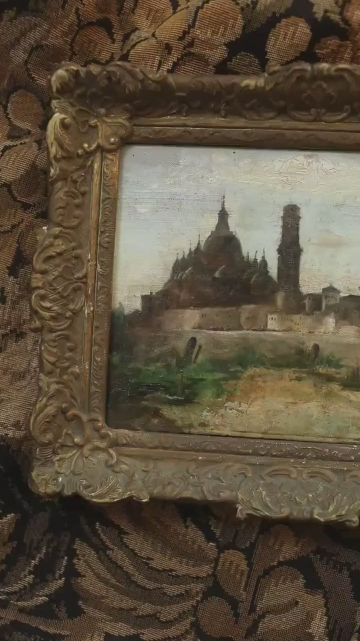 Antique French Oil Landscape Painting